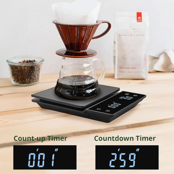 Digital Coffee Scale, Coffee Scale with Timer, 3KG/0.1g Accurate Scale, Rechargeable Scale, for Pour-over Coffee
