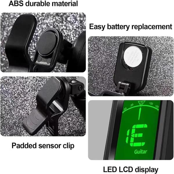 Digital Clip-On Guitar Tuner med LCD til Akustisk, Elektrisk, Bas & Ukulele [ZHE]