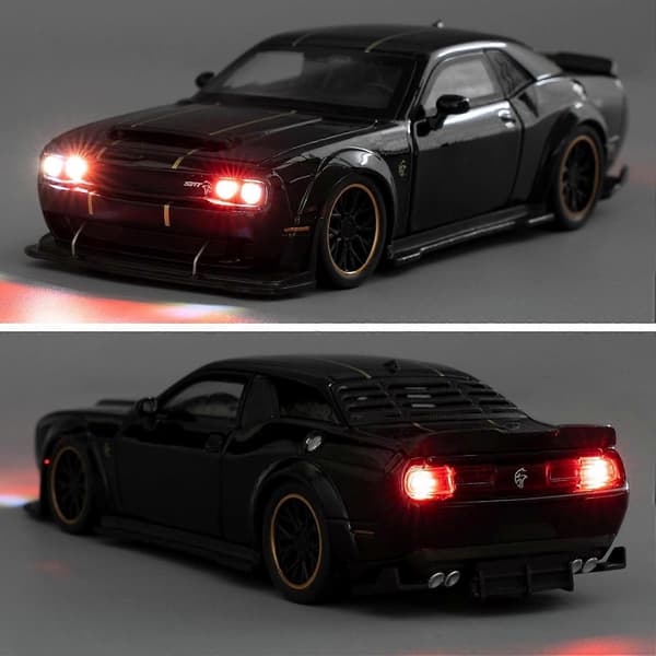 Gave 1/32 Dodge Hellcat Modelbiler Trykstøbt Legeringslegetøjsbil med Lyd- og Lysfunktioner Samleobjekt Træk-tilbage-køretøj