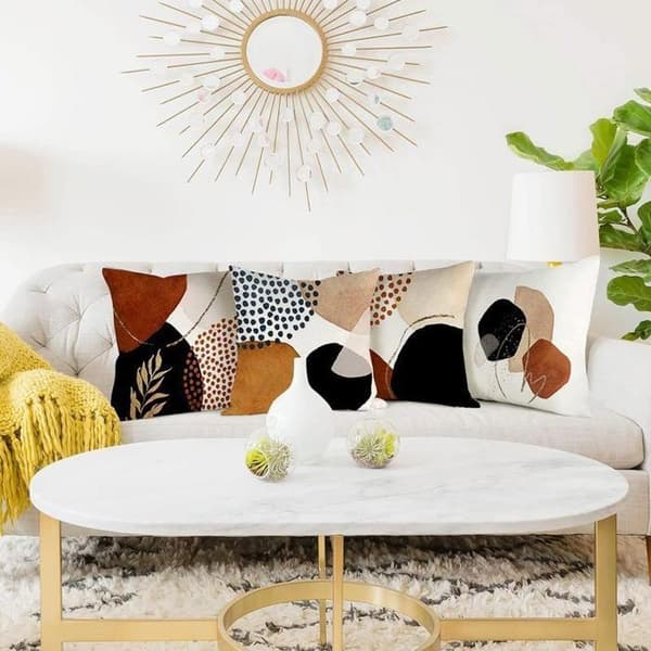 Sett med 4 Lin Kuddfodral Moderne Boho Sofapute Abstrakt Mønster for Soverom Utendørs Putetrekk 45x45cm