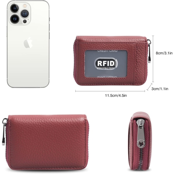 Lommebok for kvinner i PU-skinn myntveske med utsøkt mønster RFID-blokkering, stor kortholder damelommebok