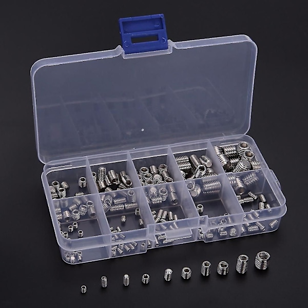 200 st 304 Rostfritt Stål Grub Skruvar Hex Socket Skruv Sortiment Kit Set M3/m4/m5/m6/m8 (trasslig)