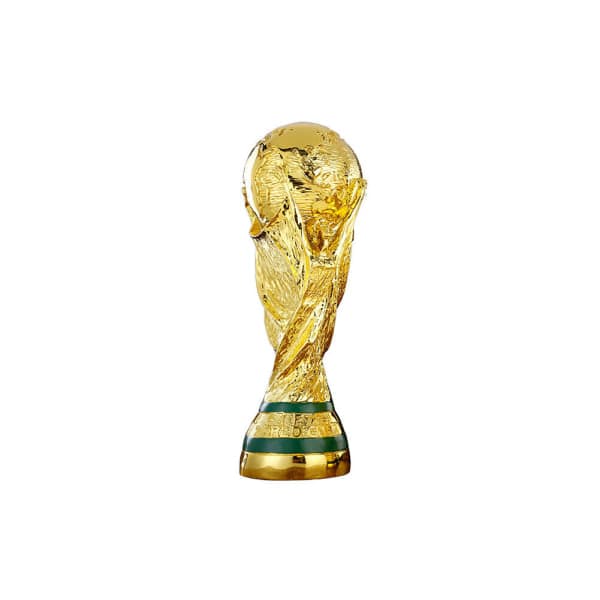 Stor VM-fodbold i guld, Qatar 2022, replika af trofæet 13cm