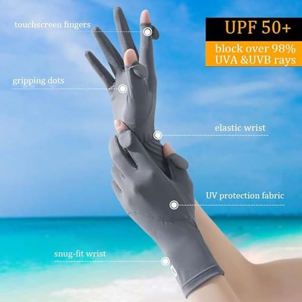 UPF 50+ Tynde solbeskyttende UV-beskyttelseshandsker til kvinder, sorte