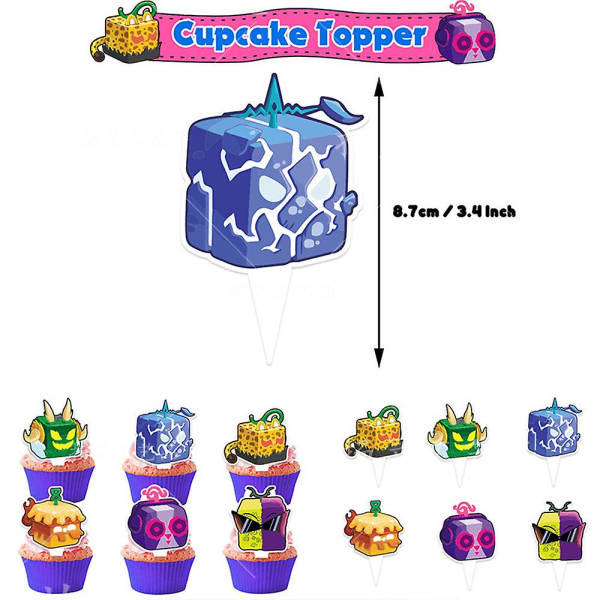 Blox Fruits Tema Festrekvisita Dekorasjon Banner Cupcake Toppers Ballonger Sett Rekvisitter Gaver