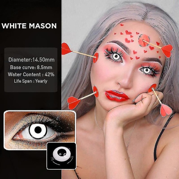 Halloween fargerike kontaktlinser Anime Cosplay øyelinser Multicolor All white