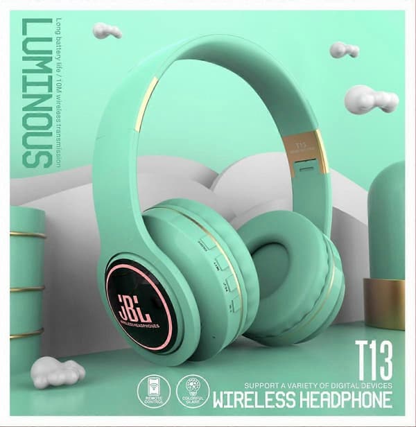 Headset Bluetooth Trådlös LED-belysning Mobiltelefon Musik Subwoofer Stereo Headset Bluetooth Headset