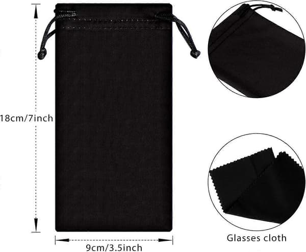 100-pak bløde solbrilleposer i bulk mikrofiber solbrilleetui brillehylster med 2 pudseklude til opbevaring
