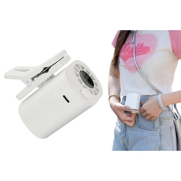 Bil Clip-on Ventilator med LED Display 100 Hastigheder Justerbar til Paraply Camping White One Size