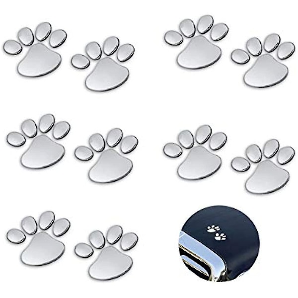 Otwoo Lhbfcy Car Decorative Paws Silver Dog Paw Footprint Car Paw Sticker Car 3d Sticker Decoration Universal Fit For Car Windows Computer 5 Pairs