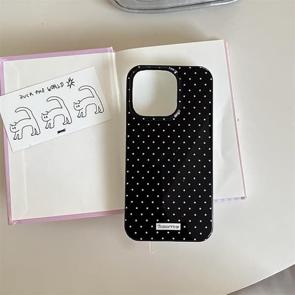 inewateri Compatible with iPhone 15 Case, Cute Fashion Dotted Design, Soft TPU Slim Protective Case Black Black iPhone15