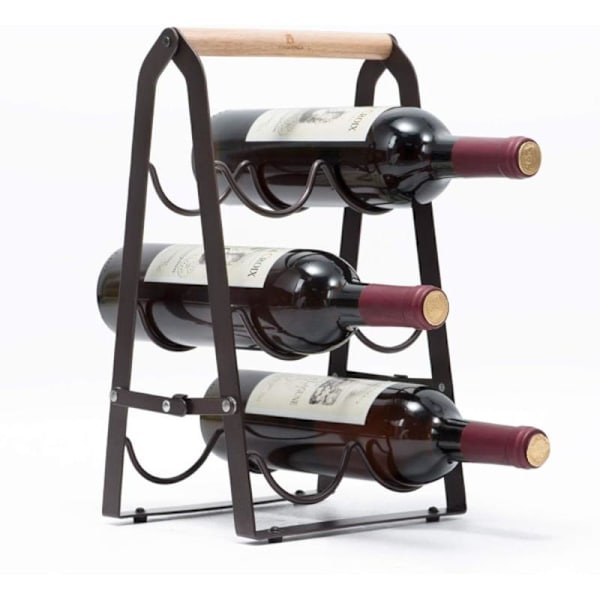 Folding Metal Wine Rack 6 Bottle Slim Space Saving Storage Solution