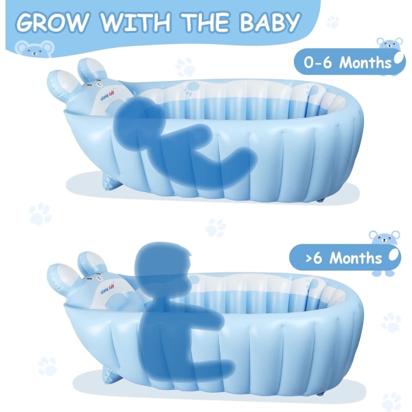 Oppusteligt babybadekar Skridsikkert babyvaskebadekar Babybadekar Rejse Tykke sammenfoldeligt babybadekar 0-6 år gammelt