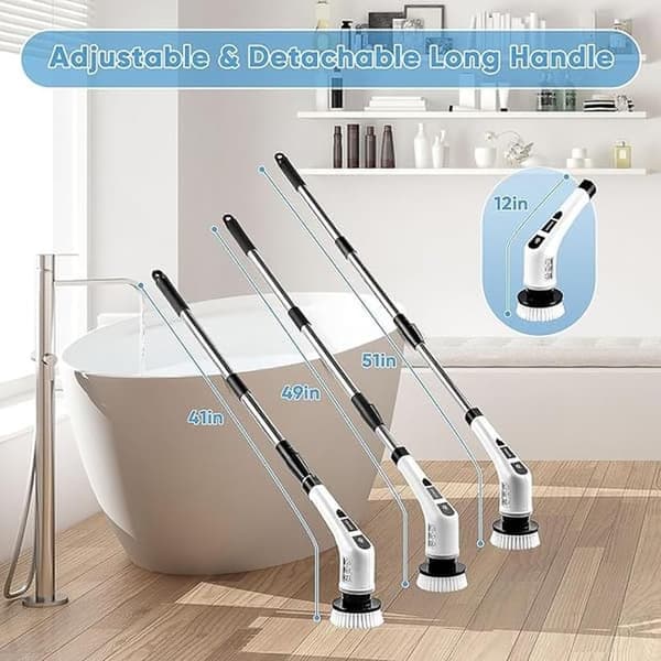 7-in-1 Electric Cleaning Brush – Cordless, with 7 Replaceable Brush Heads, Adjustable Handle & Type-C Charging