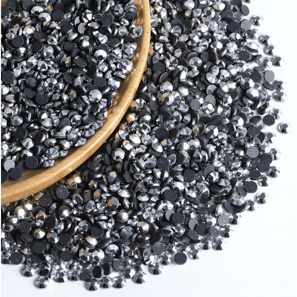 8000 Heta Fixeringar Rhinestones, Silver Hematit, SS6, 1.9-2.1mm för Kläder & Hantverk Silver Hematite Silver Hematite SS6
