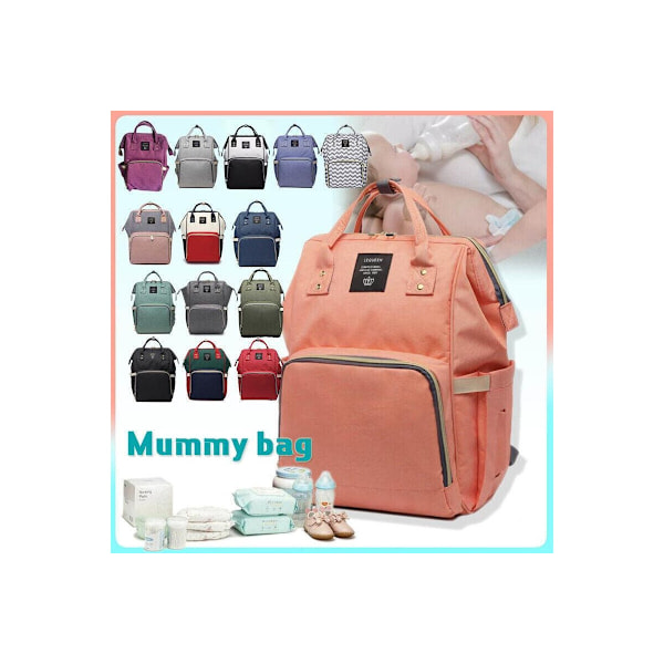 Janaya Fashion Luksuriøs Multifunksjonell Babybleiebleie Ryggsekk Maternity Mummy Skiftveske Orange Pink