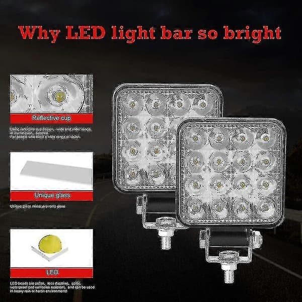 2024 4 stk LED arbeidslys 3 tommer 48W LED arbeidslys spotlight tåkelys -HGDMV