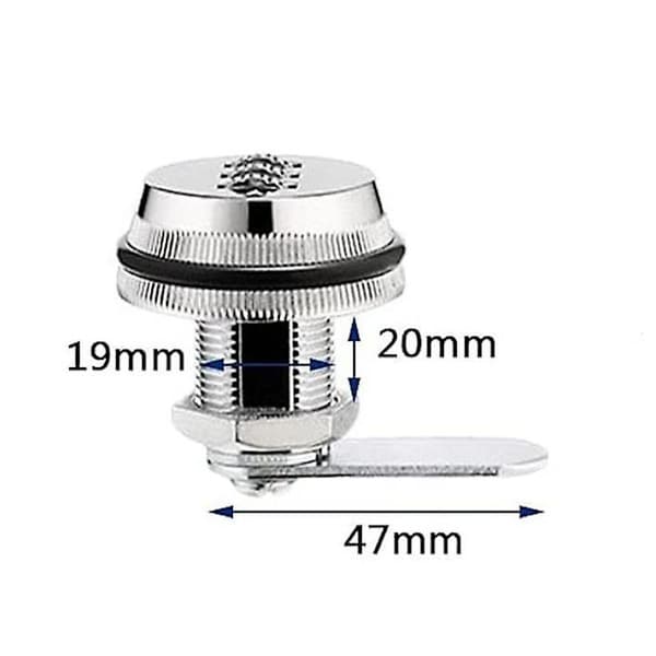 2 cm bolt i zinklegering med kodelås, blank krom, kode F