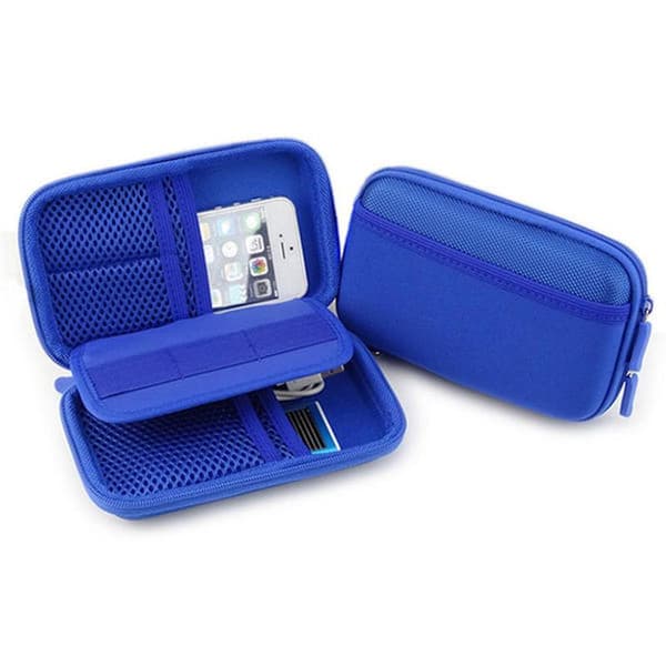 Storage Bag for Electronic Devices, Shockproof, Non-slip, Elastic Belt for Work, Travel, Camping Blue