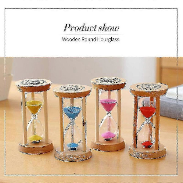 Gul Sandtimer 3 Minuter Sandklocka Rund Glas Trä Timer