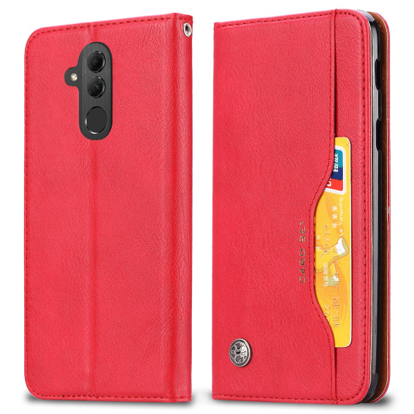 Autoabsorbert lommebokveske i skinn for Huawei Mate 20 Lite Red