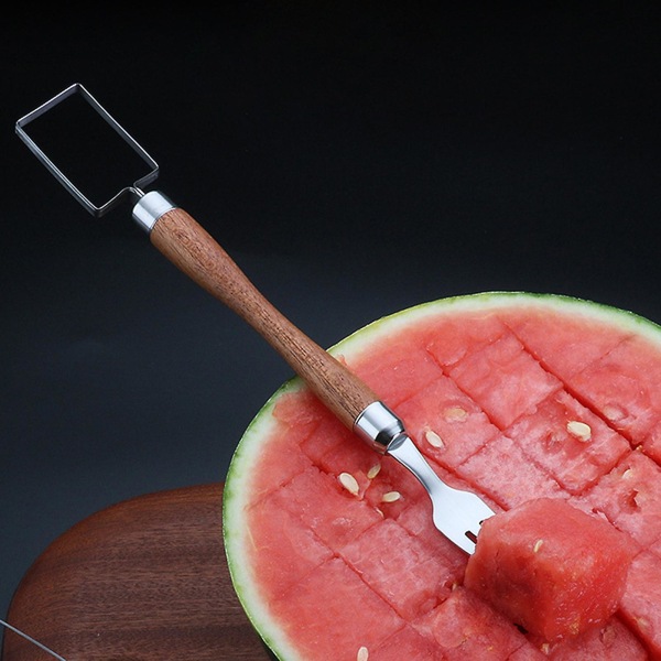 Vandmelonskæregaffel 2-i-1 skæreværktøj i rustfrit stål Hurtigt sikkert melon frugtserveringsværktøj Bærbar køkkengadget Tianyuhe S