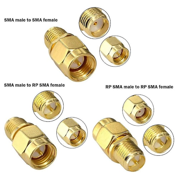 15 kpl Type Rf Antenniadapterisetti Sma-liittimellä Sma Uros Naaras Muunnin Wifi-antennin Jatkeeksi C gold