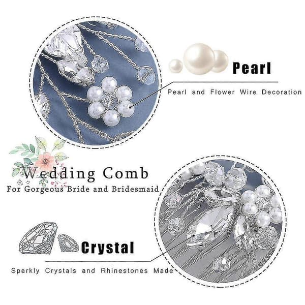 Bladbrudebryllupshårkam Rhinestone Perle Brudehårstykker Blomsterbryllupshodeplagg