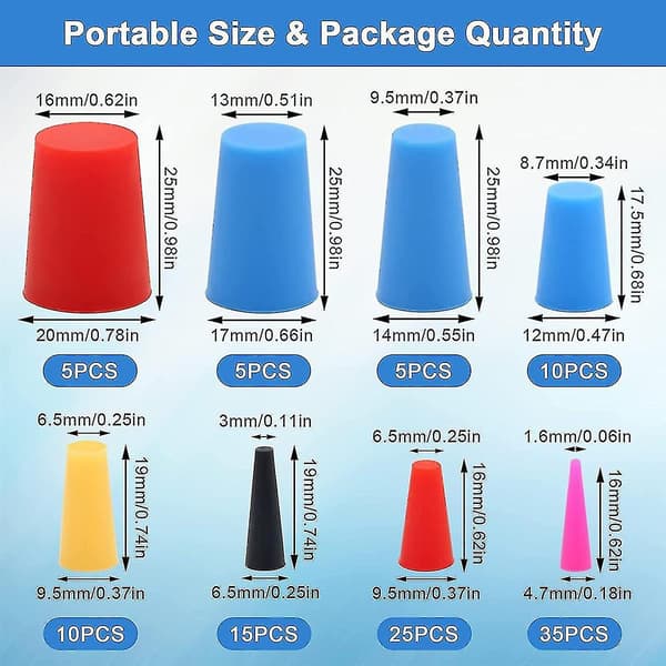 Silicone Rubber Conical Plug - 110 Pcs High Temperature Resistant Rubber Stoppers for Holes