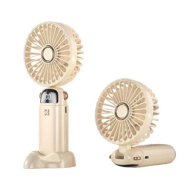 Håndholdt blæser med LED-display, foldbar, halsventilator, genopladelig, bærbar Beige One Size