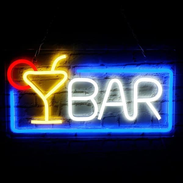 Bar Neonljusskylt Party Neon Vinglaslampa Väggkonst Sovrum