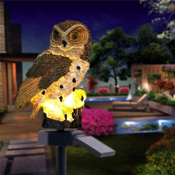 Trädgårdsdekorationer Utomhus Uggla Form Lampa LED Solcellslampa Uggla Gräsmatta Lampa Vattentät Solcellsdriven (brun) Brown