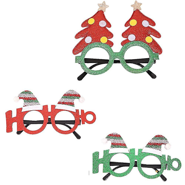 Christmas Glasses Framesxmas Party Photo Props Dress Up Accessory 3pcs style 5