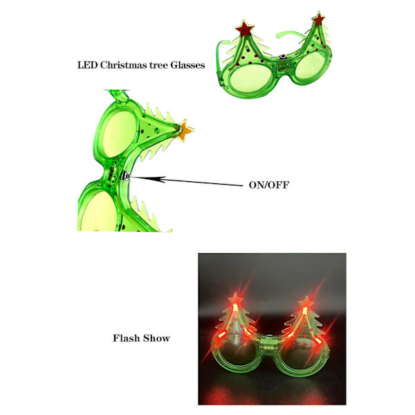 Julebriller Festtilbehør Elg Briller Blinkende Briller For Fest Klubb 3
