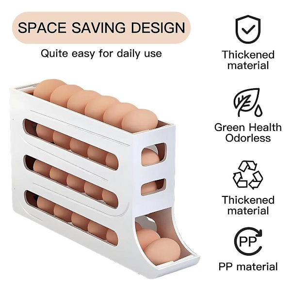 Æg DispenserAutomatisk Rullende Æg Bakke Organizer, Pladsbesparende Køleskab Æg, Holder 28 Æg Samtidig -B