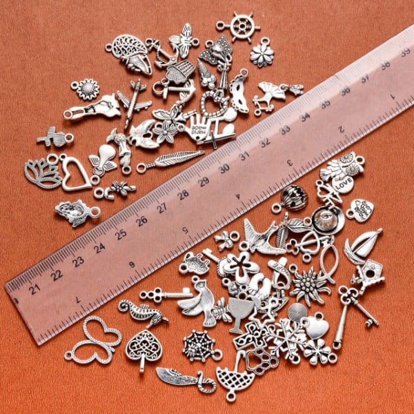 CQBB Partihandel Bulk Lots Smycken Göra Silver Charms Mixed Smooth