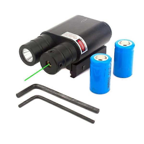 Taktinen vihreä lasertähtäin ja pistoolivalo LED-taskulamppu 20 mm kiskokiinnityksellä