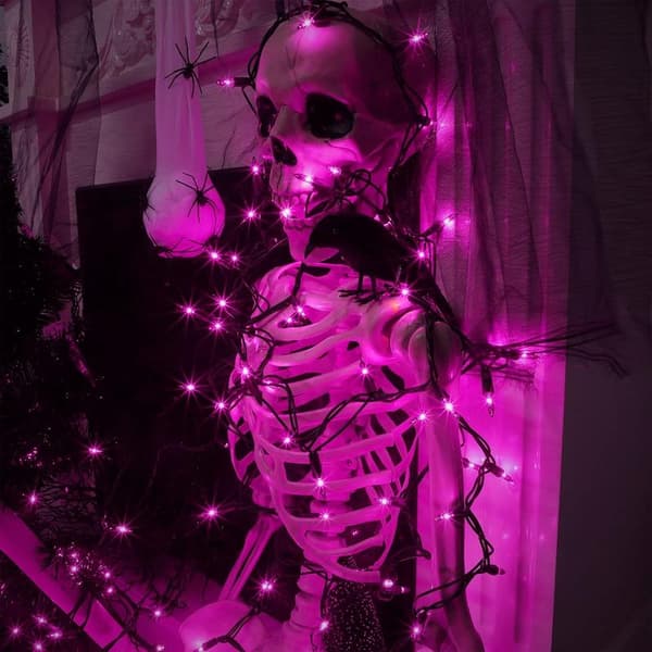 3-pak Halloween-lamper udendørs, hver 33ft 150 Count sort tråd