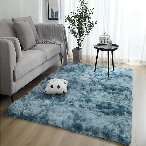 Mørkeblå Lodden Fluffy Teppe Sklisikkert Romteppe Myk Gulvmatte 80x160cm