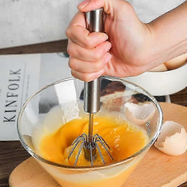 Eggvisp, eggvisp i rustfritt stål, håndtrykk eggvisp blender 1 stk
