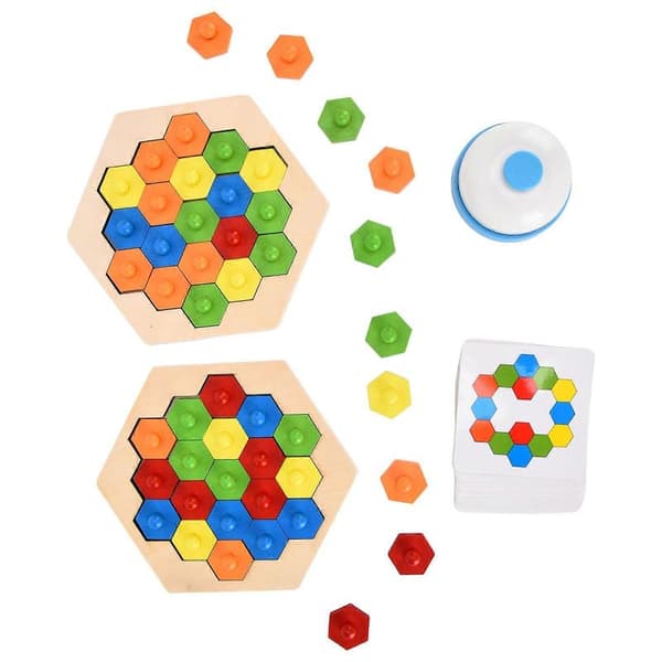 Børns Voksen Træ Hexagonal Puslespil Forældre Barn Interaktion Farverigt Hjernevrider Legetøj til Børn