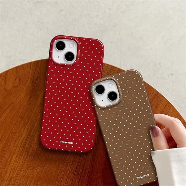 inewateri Compatible with iPhone 15 Case, Cute Fashion Dotted Design, Soft TPU Slim Protective Case Red Red iPhone15