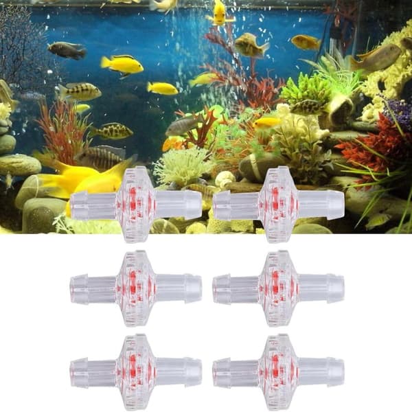 6 Pieces 7mm Check Valves, PP Plastic One-Way Check Valve, One-Way Valve, Ozone Resistant Connection Pipe with Water Stop Diaphragm