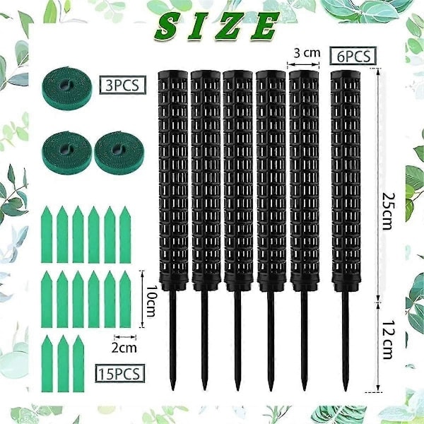 Monstera Spaljé, Moss Pinne, 6 Delar Växtstöd, Kokosnöt för Inomhusväxter, Växtpinne, Moss Stolpe