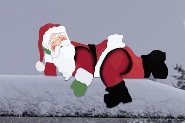 2 st julstaketdekoration tomte som kikar trädgård utomhusskylt Red One Size