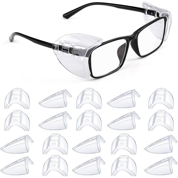 12 par sidebeskyttere for briller, fleksible sidebeskyttere for vernebriller Passer små til store briller Universal