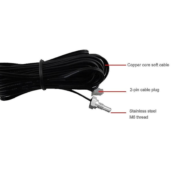 10K NTC Termistor Linjekabel Temperatursensor Probe 1M Lengde med M6 Gjenger for Temperaturkontroller 1M Length