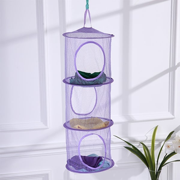 Hengende Oppbevaringspose 3-Lags Mesh Barneromsorganisator Baderom purple