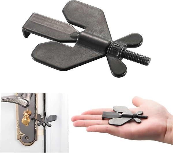 Bærbar dørstopper, bærbar dørlås 3-i-1 dørlås for reisedør