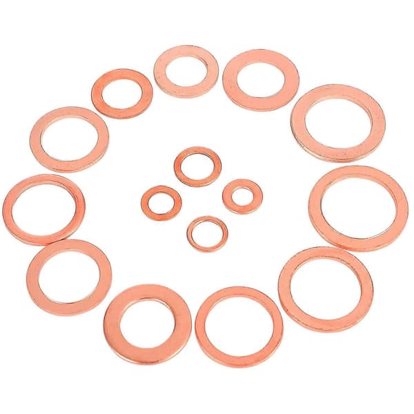 150st 15 Specifikationer Packningar Tätningsring, Kopparbrickor Sortimentssats, Kopparbrickor Packning Tätningsring med Box,-Versailles